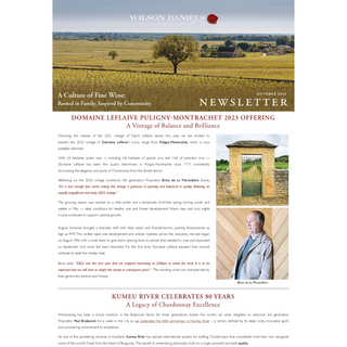 A screenshot of Wilson Daniels' October newsletter.