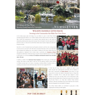 A screenshot of Wilson Daniels' December newsletter.