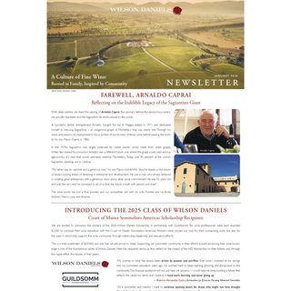 Screenshot of Wilson Daniels' January 2026 newsletter.