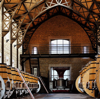 Interior view of Domaine Faiveley’s cellar winemaking facility.