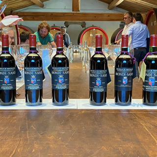 A photo of Biondi-Santi's Brunello di Montalcino lineup at Il Greppo.