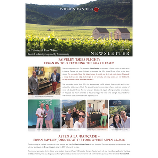 A screenshot of Wilson Daniels' monthly newsletter.